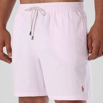 Polo Ralph Lauren - Bañador a rayas Original Player Blanco Rosa