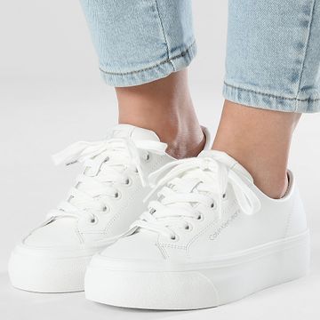 Calvin Klein - Mujer Vulc Flatform Low 1771 Zapatillas Triple Bright White