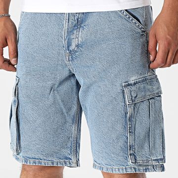 Jack And Jones - Alex Blue Denim Baggy Fit Jean Cargo Shorts