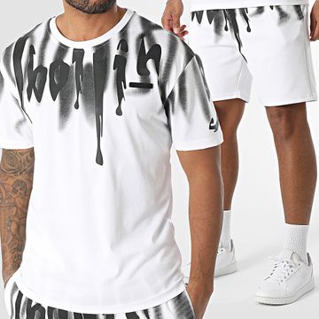 MTX - 628 Conjunto de camiseta oversize blanca y pantalón corto de jogging
