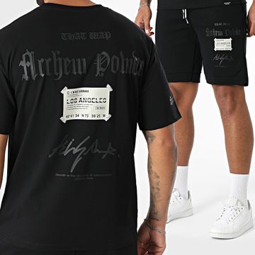 MTX - Conjunto de camiseta oversize negra y pantalón corto 5JA