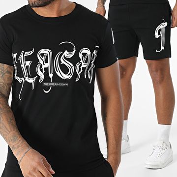 MTX - 631 Conjunto de camiseta negra y pantalón corto de jogging
