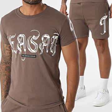 MTX - 631 Conjunto de camiseta y pantalón corto de jogging marrón