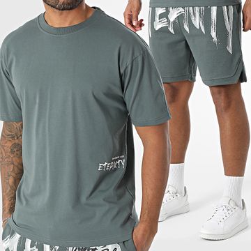 MTX - 635 Conjunto de camiseta oversize gris marengo y pantalón corto de jogging