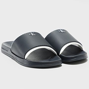 Calvin Klein - Slide Neopreno Caucho Texto 1234 Azul Marino Zapatillas