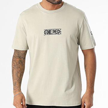 One Piece - Tee Shirt Oversize Grande Delantera Y Manga Beige Stone Noir