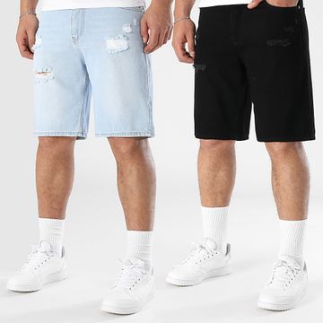 LBO - Juego De 2 Pantalones Cortos Relajados Destroza 3587 3588 Negro Azul Denim