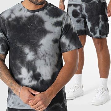 MTX - Conjunto de camiseta negra y gris y pantalón corto tipo cargo