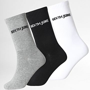 Sixth June - Juego De 3 Pares De Calcetines 624 Negro Gris Blanco