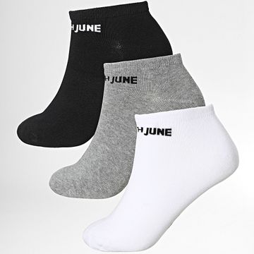 Sixth June - 3 Pares 625 Negro Gris Blanco Calcetines