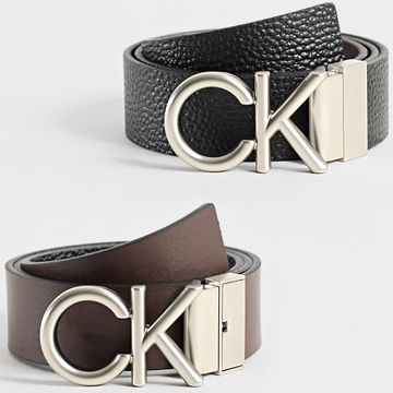 Calvin Klein - Hallmark Cinturón Reversible Logo 7034 Negro Marrón