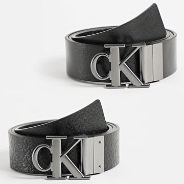 Calvin Klein - Placa Monograma Cinturón Reversible 7033 Negro