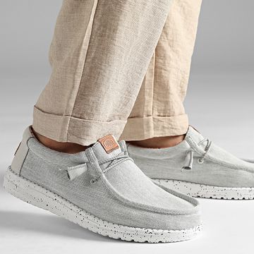 Hey Dude - Mocasines Wally de lona lavada gris claro