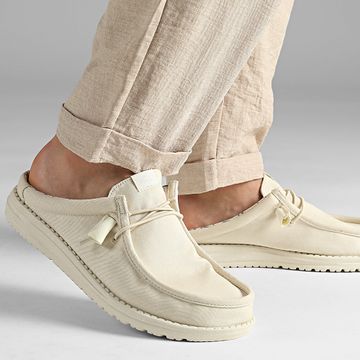 Hey Dude - Wally Slip Mocasines de lona elástica Blanco hueso
