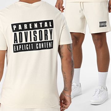 Parental Advisory - Conjunto de camiseta y pantalón corto Beige