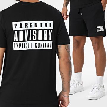 Parental Advisory - Conjunto de camiseta negra y pantalón corto de jogging
