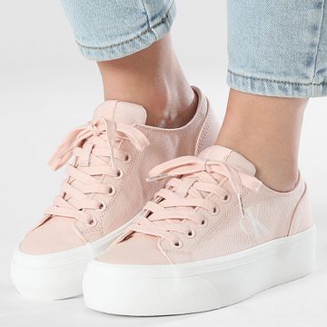 Calvin Klein - Mujer Vulc Flatform Low 1763 Silver Peony Bright White Sneakers