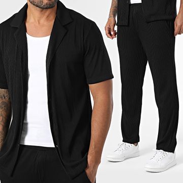 Uniplay - Conjunto de camisa de manga corta y pantalón de canalé 190 Negro