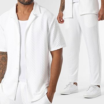 Uniplay - Conjunto de camisa de manga corta y pantalón texturizado 032 Blanco