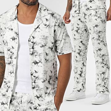 Uniplay - 152 Blanco Gris Conjunto de camisa de manga corta y pantalón