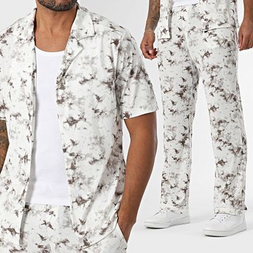 Uniplay - 152 Blanco Beige Conjunto de camisa de manga corta y pantalón