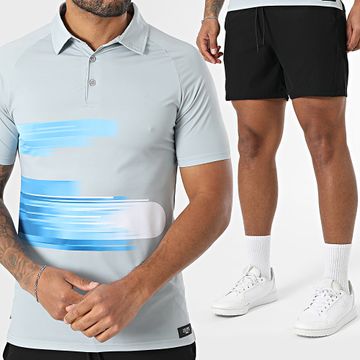 Zelys Paris - Conjunto de polo de manga corta y pantalón corto Ael Grey Black