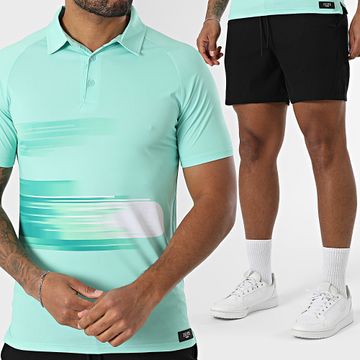 Zelys Paris - Conjunto de polo de manga corta y pantalón corto Ael Light Green Negro