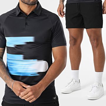 Zelys Paris - Conjunto de polo de manga corta y pantalón corto de jogging Ael Negro