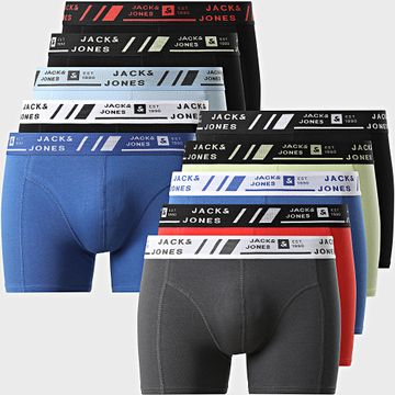 Jack And Jones - Lote de 10 bóxers Angus Solid Rojo Azul real Amarillo Negro Azul claro Gris