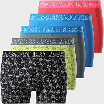 Jack And Jones - Juego de 5 calaveras Capri Boxers Amarillo Negro Gris Azul Real Rojo