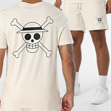 One Piece - Conjunto de camiseta y pantalón corto Mugiwara Beige Negro
