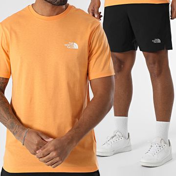 The North Face - Conjunto de camiseta y pantalón corto A87NG A3O1B Negro Naranja