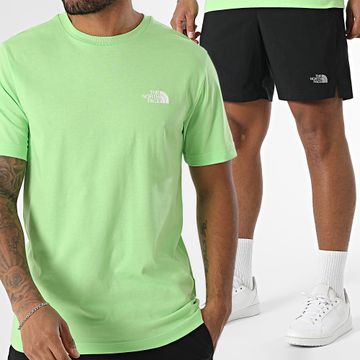 The North Face - Conjunto de camiseta y pantalón corto A87NG A3O1B Negro Verde claro