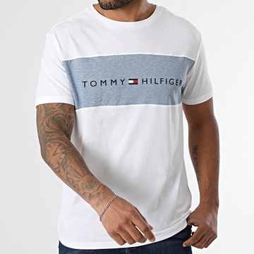 Tommy Hilfiger - Block Logo 3418 Blanco Azul Moteado Camiseta