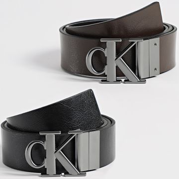 Calvin Klein - Cinturón Reversible Monograma Placa 7026 Negro Marrón