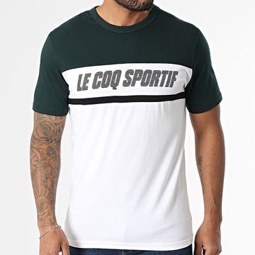 Le Coq Sportif - Camiseta Contemporánea 2510041 Blanco Verde Botella