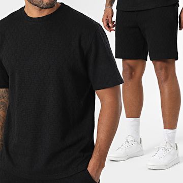 Mackten - 346 Conjunto de camiseta negra y pantalón corto de jogging