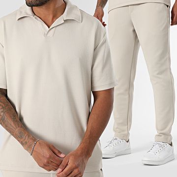 Mackten - Conjunto de polo de manga corta y pantalón 231 Beige
