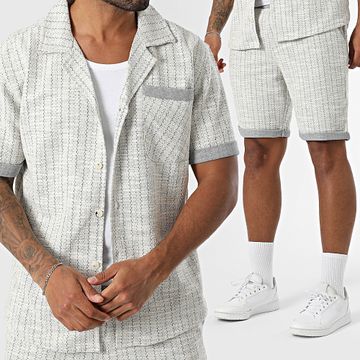 Mackten - Conjunto de camisa de manga corta y pantalón corto 118 crudo azul marino