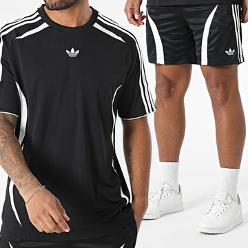 Adidas Originals - Teamgeist JC6229 Negro Blanco Banda Jogging Pantalones Cortos Y Camiseta Conjunto JC6230