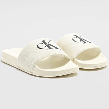 Calvin Klein - Sandalias Monograma Logo Mujer CK 1967 Beige