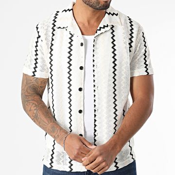 Classic Series - Camisa texturizada de manga corta 429 Blanco Beige Negro