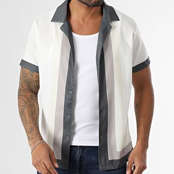 Frilivin - Camisa de manga corta P56 Blanco Beige Marrón