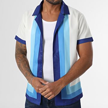 Frilivin - Camisa de manga corta P56 Blanco Azul claro Azul marino