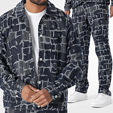 Frilivin - Conjunto de chaqueta vaquera y vaqueros Regular Fit J49 Raw Azul