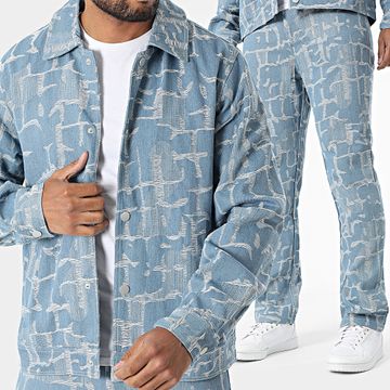 Frilivin - Conjunto de chaqueta y vaqueros J49 Blue Denim Regular Fit