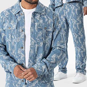 Frilivin - Vaquero Azul E02 Regular Fit Jeans y Conjunto Vaquero Overcoat