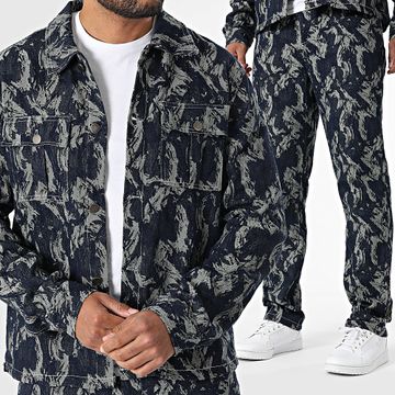 Frilivin - Conjunto de vaqueros y sobrecamisa Regular Fit Jeans E02 Raw Blue