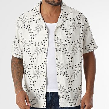 Frilivin - Camisa Manga Corta 187 Beige Azul Marino Floral