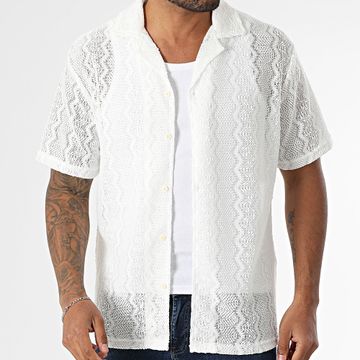 Frilivin - Camisa calada de manga corta T19 Blanco